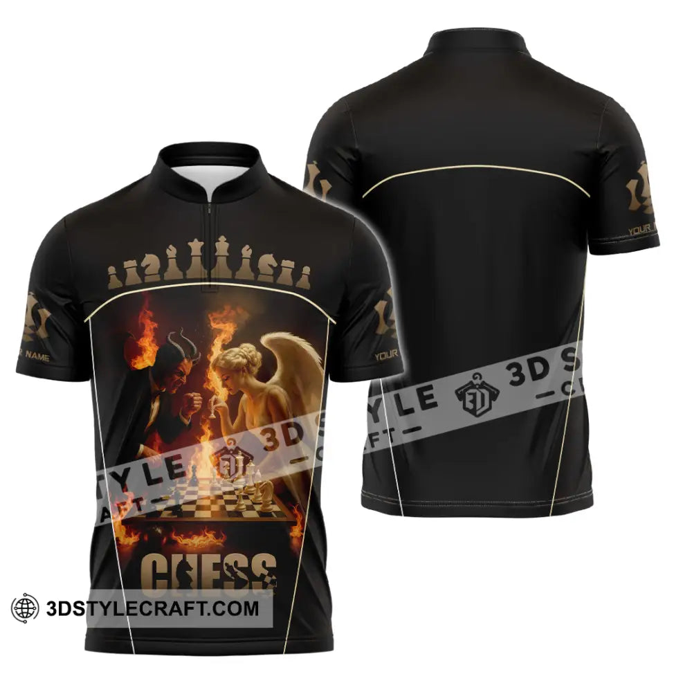Unisex Shirt - Custom Angels & Demons Chess Shirt For Couple Zipper Polo Shirt / S T-shirt