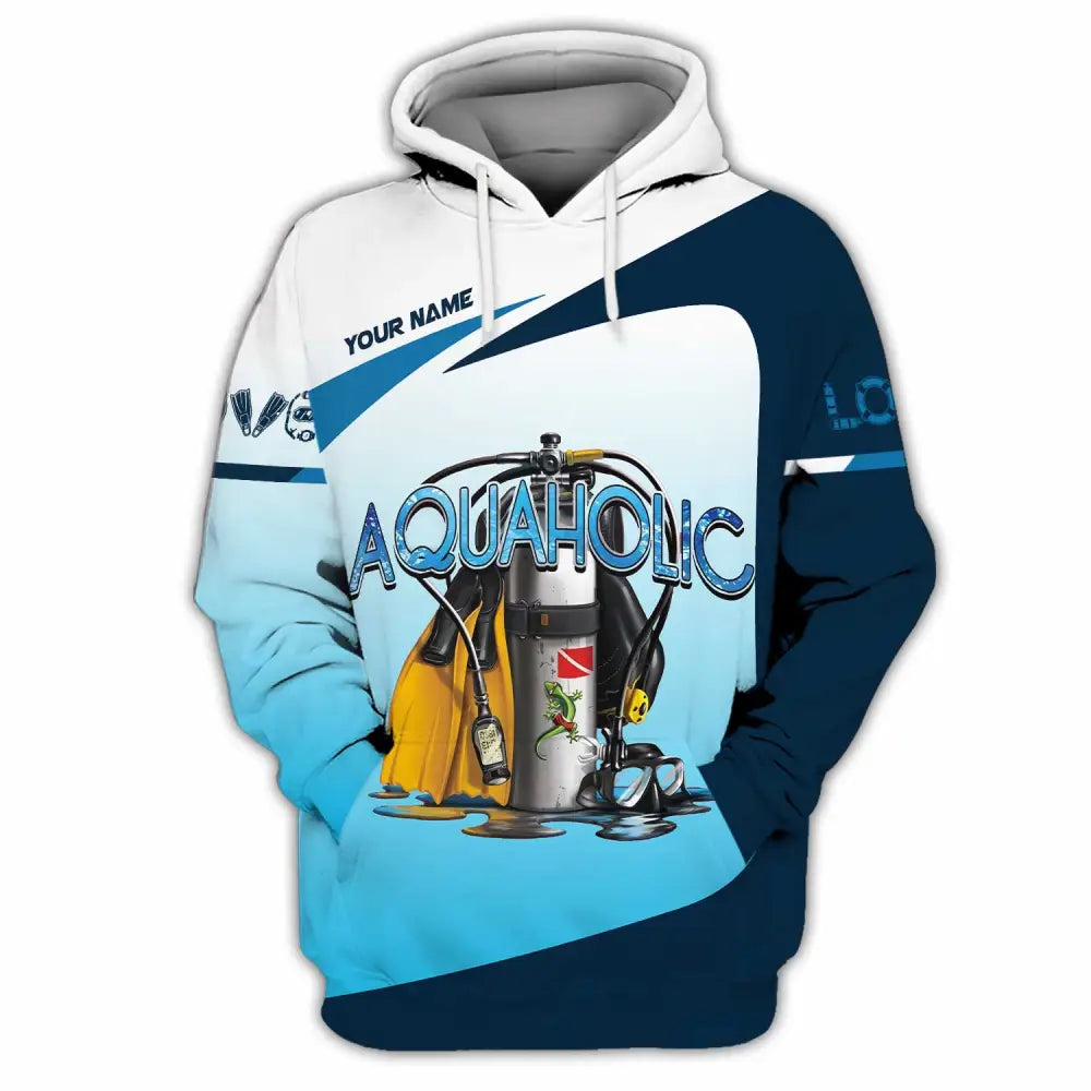 Unisex Shirt - Custom Aquaholic Scuba Diving Diver Shirt Hoodie / S T-shirt