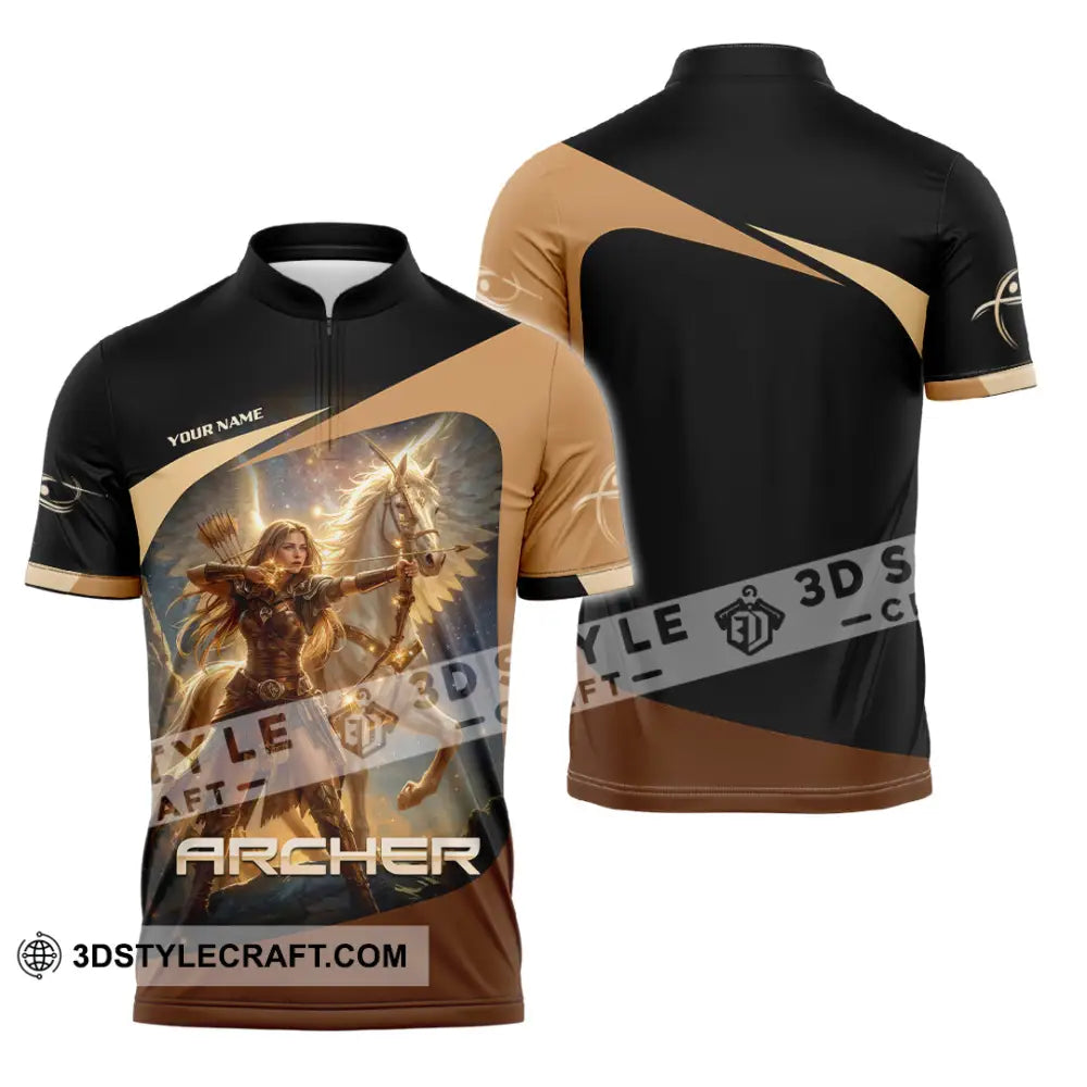 Unisex Shirt - Custom Archer 3D Shirt Zipper Polo Shirt / S T-shirt