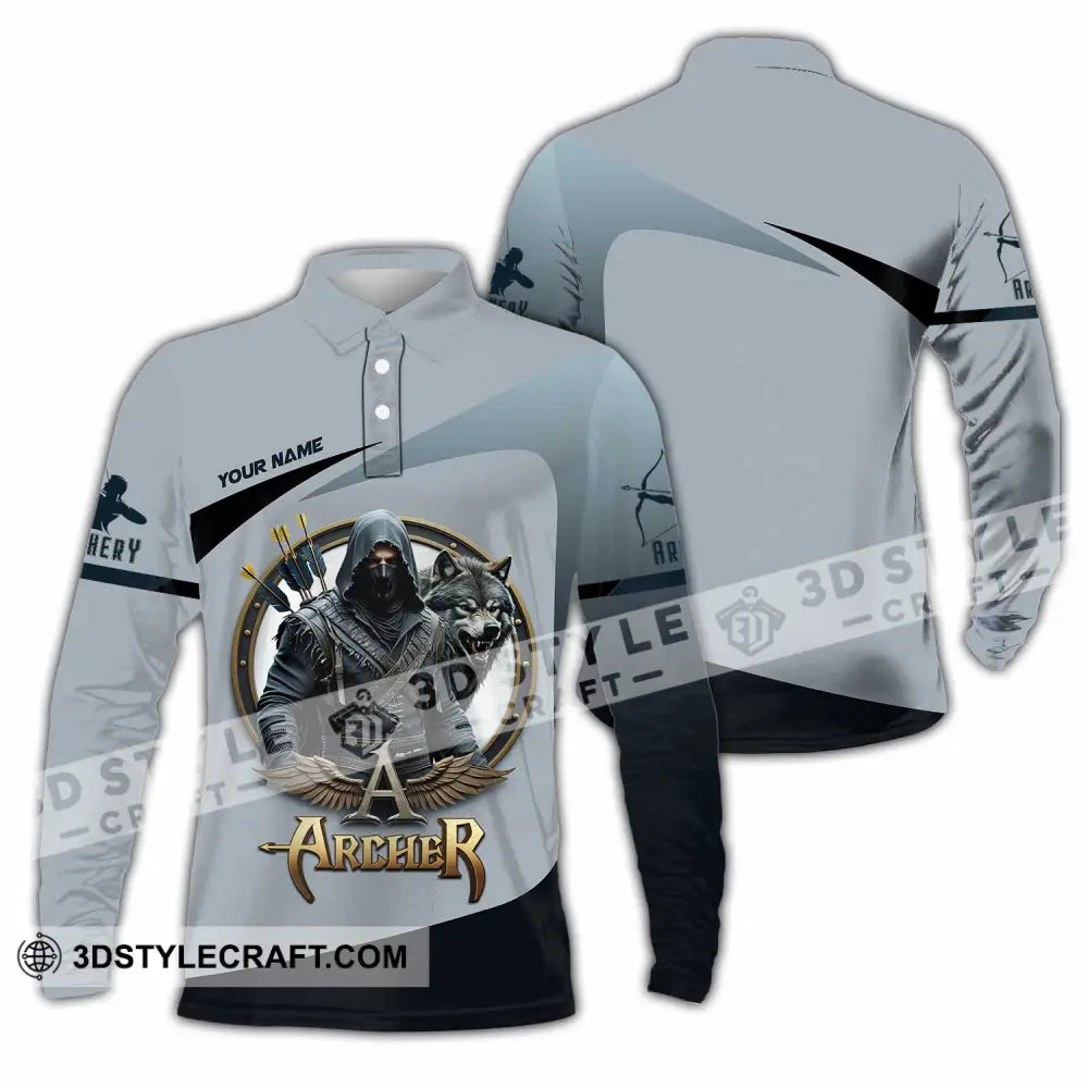 Unisex Shirt - Custom Archery 3D Shirt Long Sleeve Polo / S T-shirt