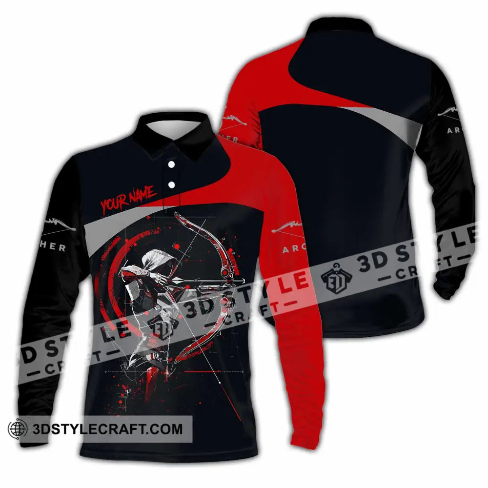 Unisex Shirt - Custom Archery 3D Shirt Long Sleeve Polo / S T-shirt