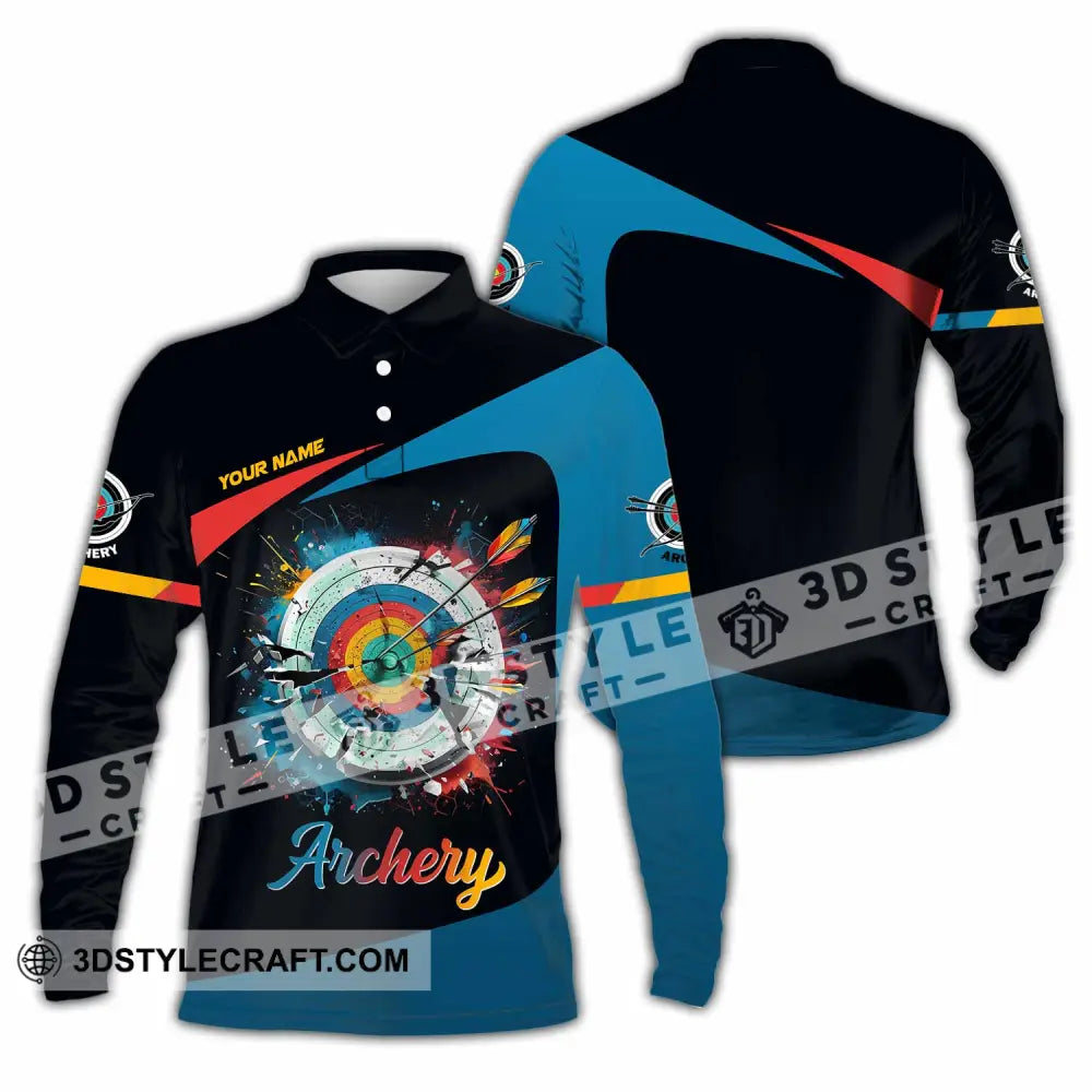 Unisex Shirt - Custom Archery 3D Shirt Long Sleeve Polo / S T-shirt