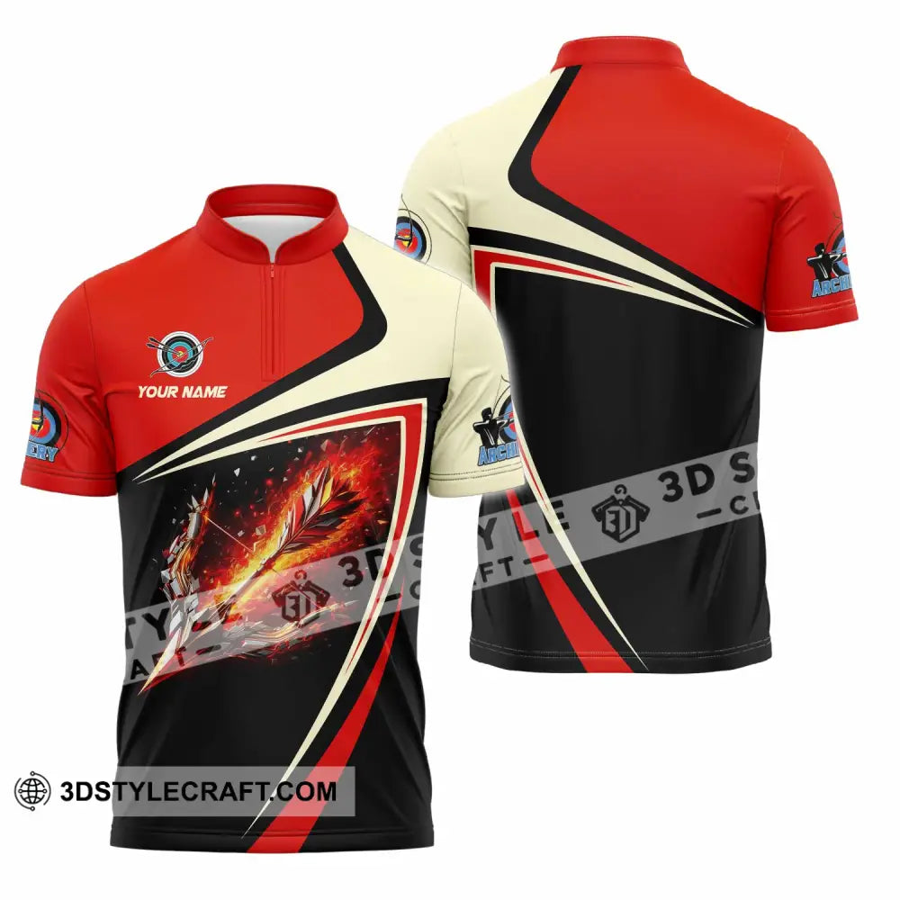 Unisex Shirt - Custom Archery 3D Shirt Zipper Polo Shirt / S T-shirt