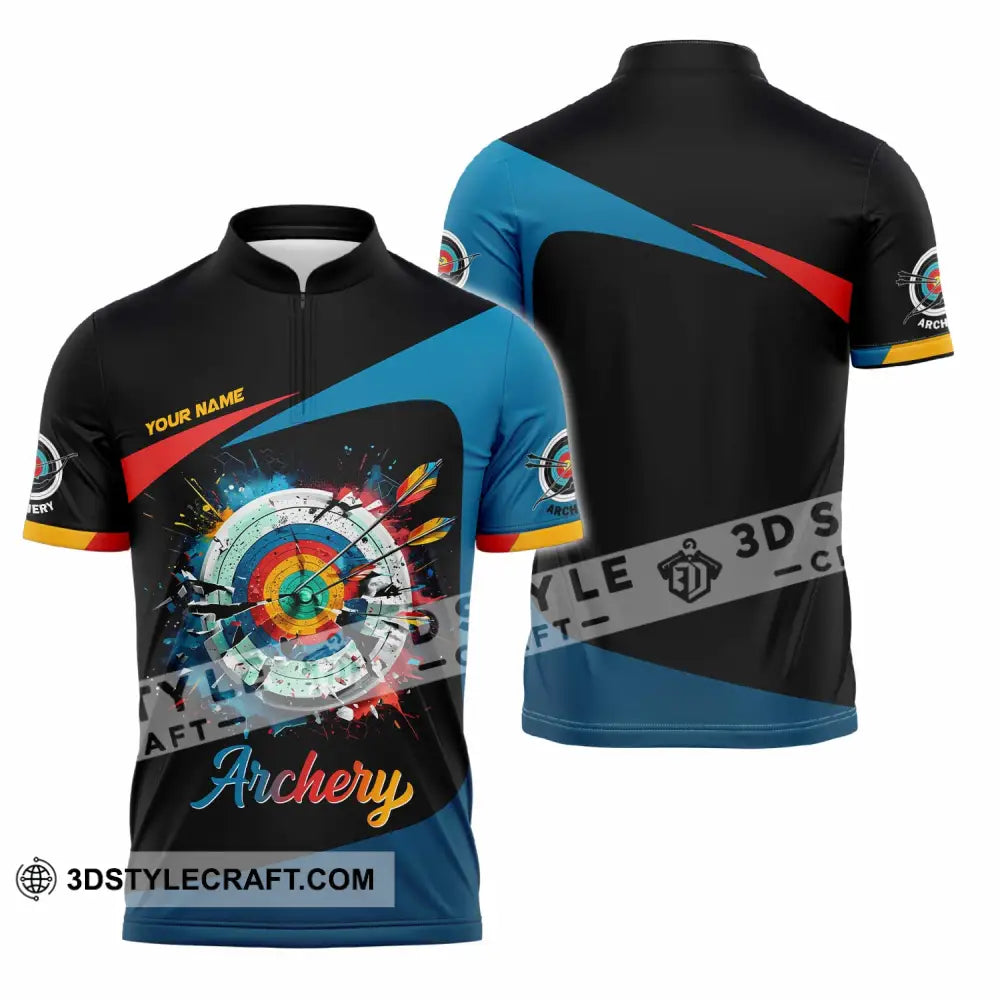 Unisex Shirt - Custom Archery 3D Shirt Zipper Polo Shirt / S T-shirt