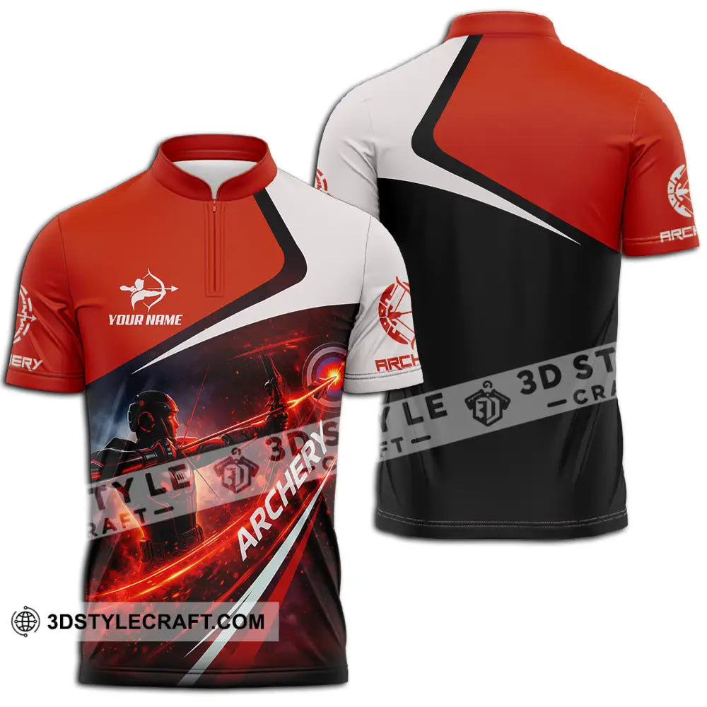 Unisex Shirt - Custom Archery 3D Shirt Zipper Polo Shirt / S T-shirt