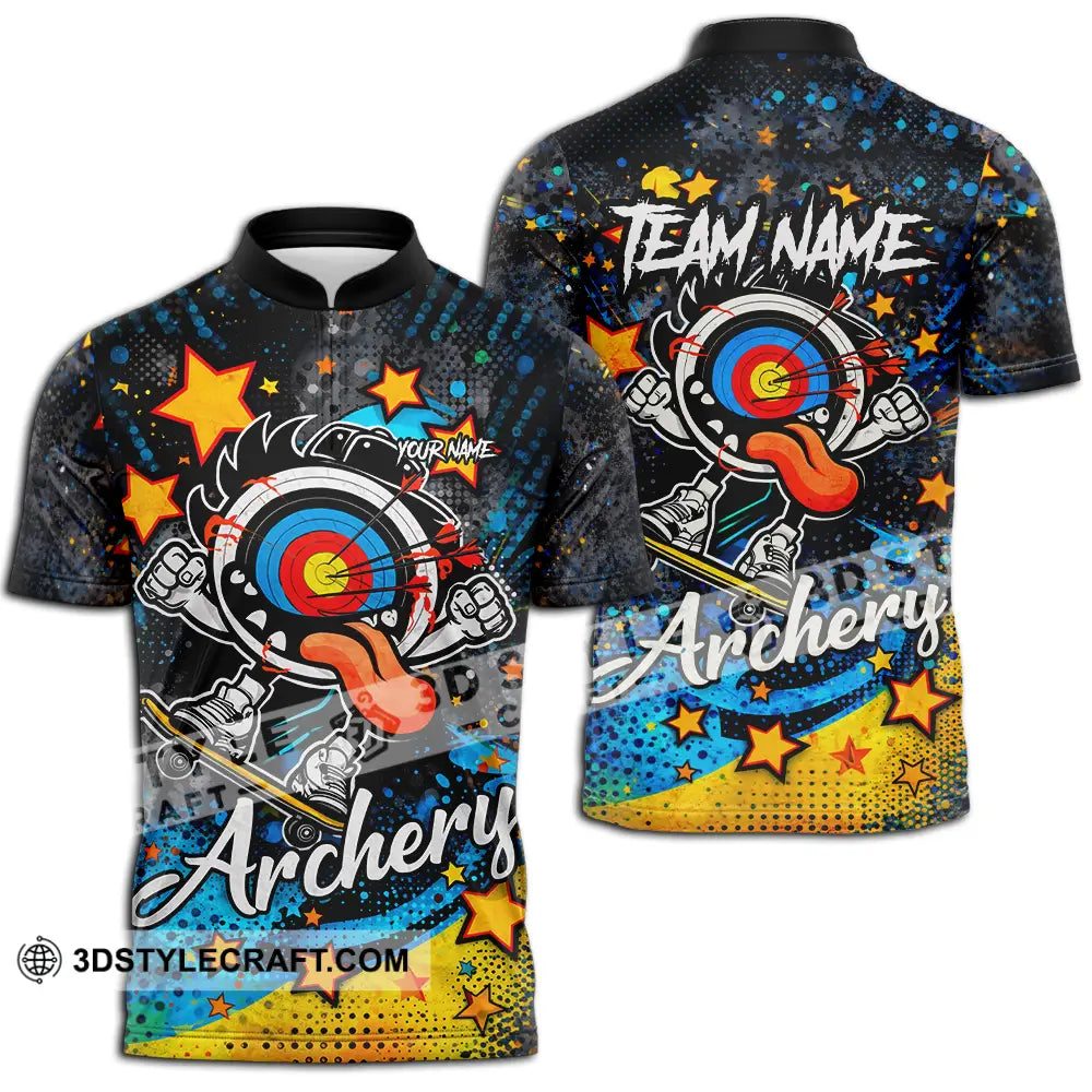 Unisex Shirt - Custom Archery 3D Shirt Zipper Polo Shirt / S T-shirt