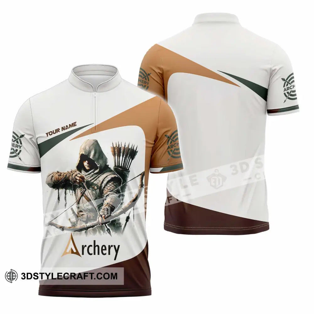 Unisex Shirt - Custom Archery 3D Shirt Zipper Polo Shirt / S T-shirt