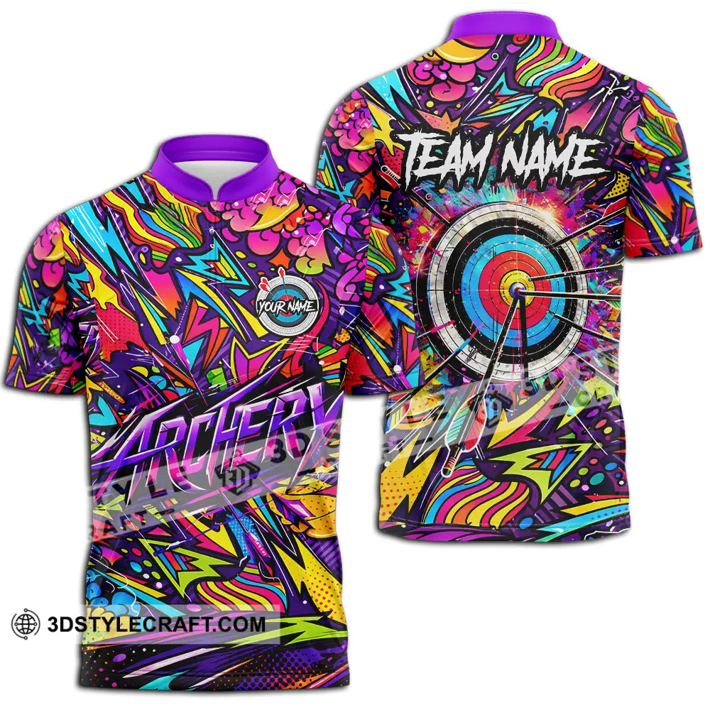 Unisex Shirt - Custom Archery 3D Shirt Zipper Polo Shirt / S T-shirt