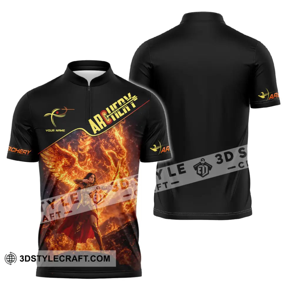 Unisex Shirt - Custom Archery 3D Shirt Zipper Polo Shirt / S T-shirt