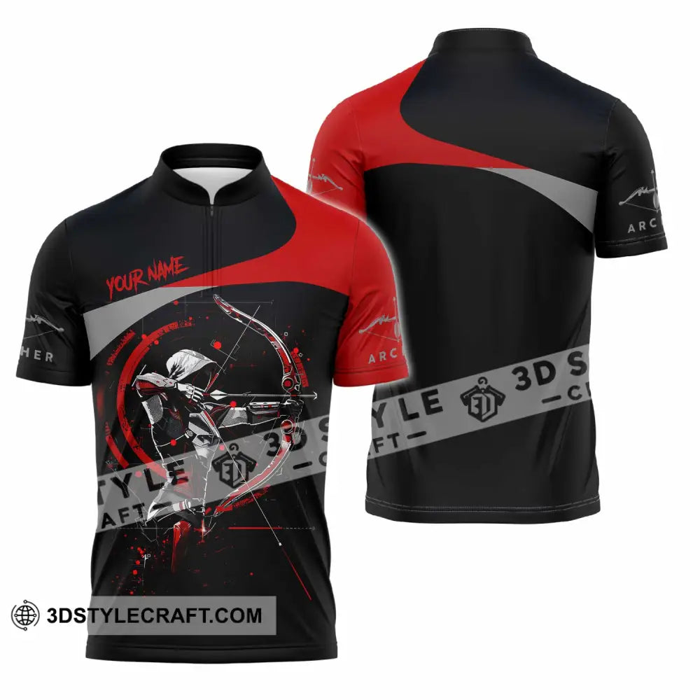 Unisex Shirt - Custom Archery 3D Shirt Zipper Polo Shirt / S T-shirt