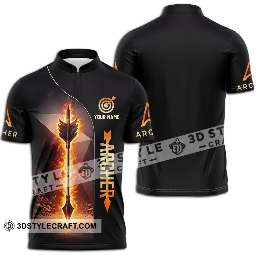 Unisex Shirt - Custom Archery 3D Shirt Zipper Polo Shirt / S T-shirt