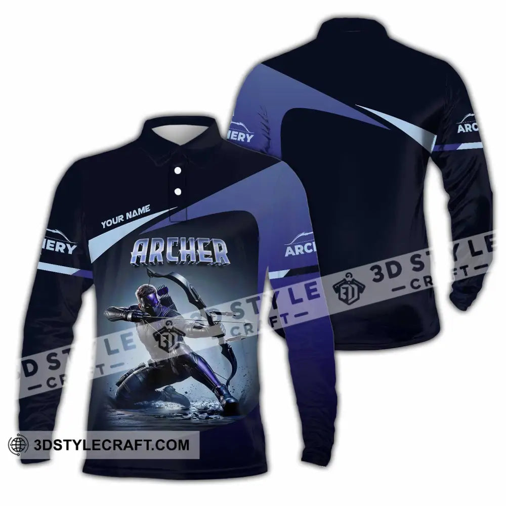 Unisex Shirt - Custom Archery Warrior Sport Shirt Long Sleeve Polo / S T-shirt