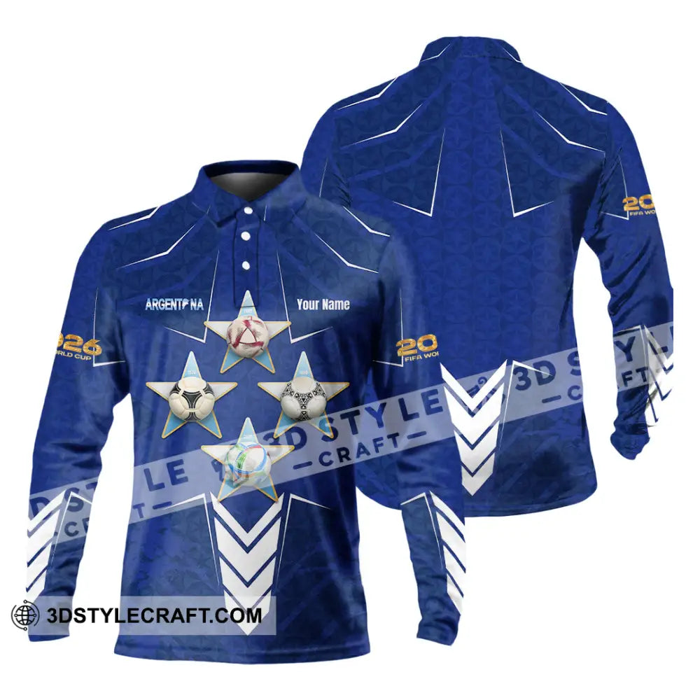 Unisex Shirt - Custom Argentina World Cup 2026 3D Shirt Long Sleeve Polo / S T-shirt