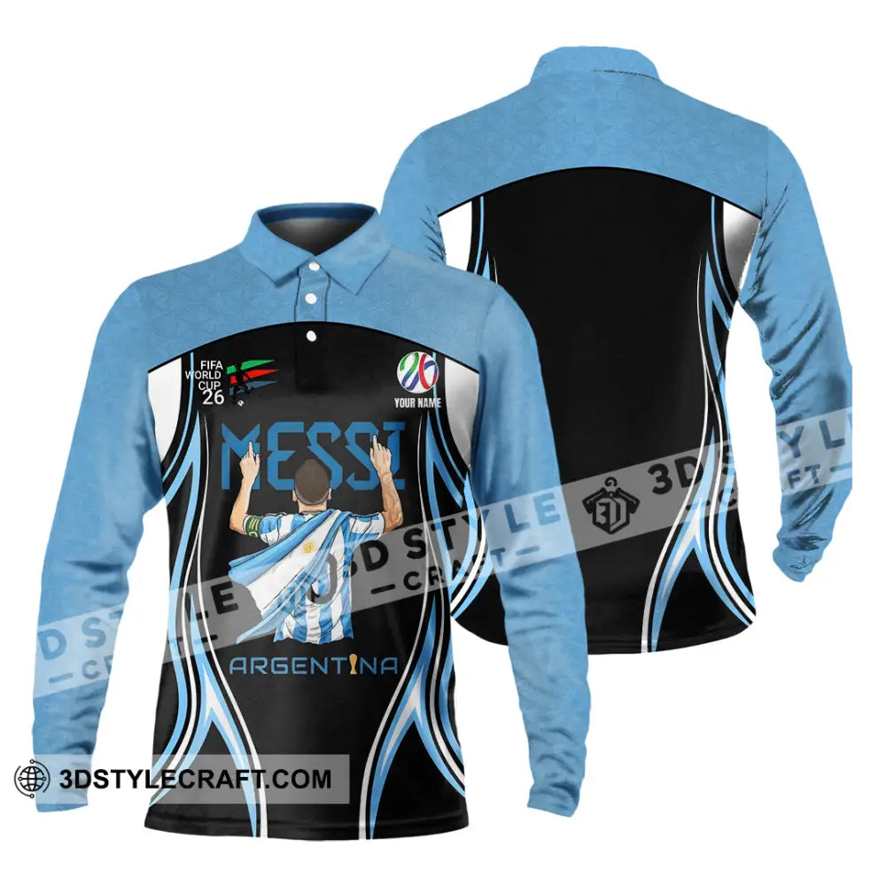 Unisex Shirt - Custom Argentina World Cup 2026 3D Shirt Long Sleeve Polo / S T-shirt