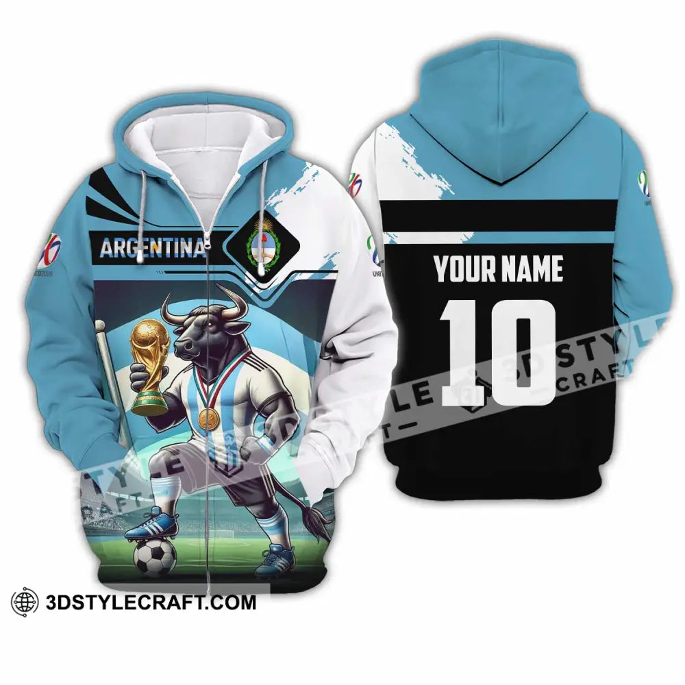 Unisex Shirt - Custom Argentina 3D Shirt Zipper Hoodie / S T-shirt