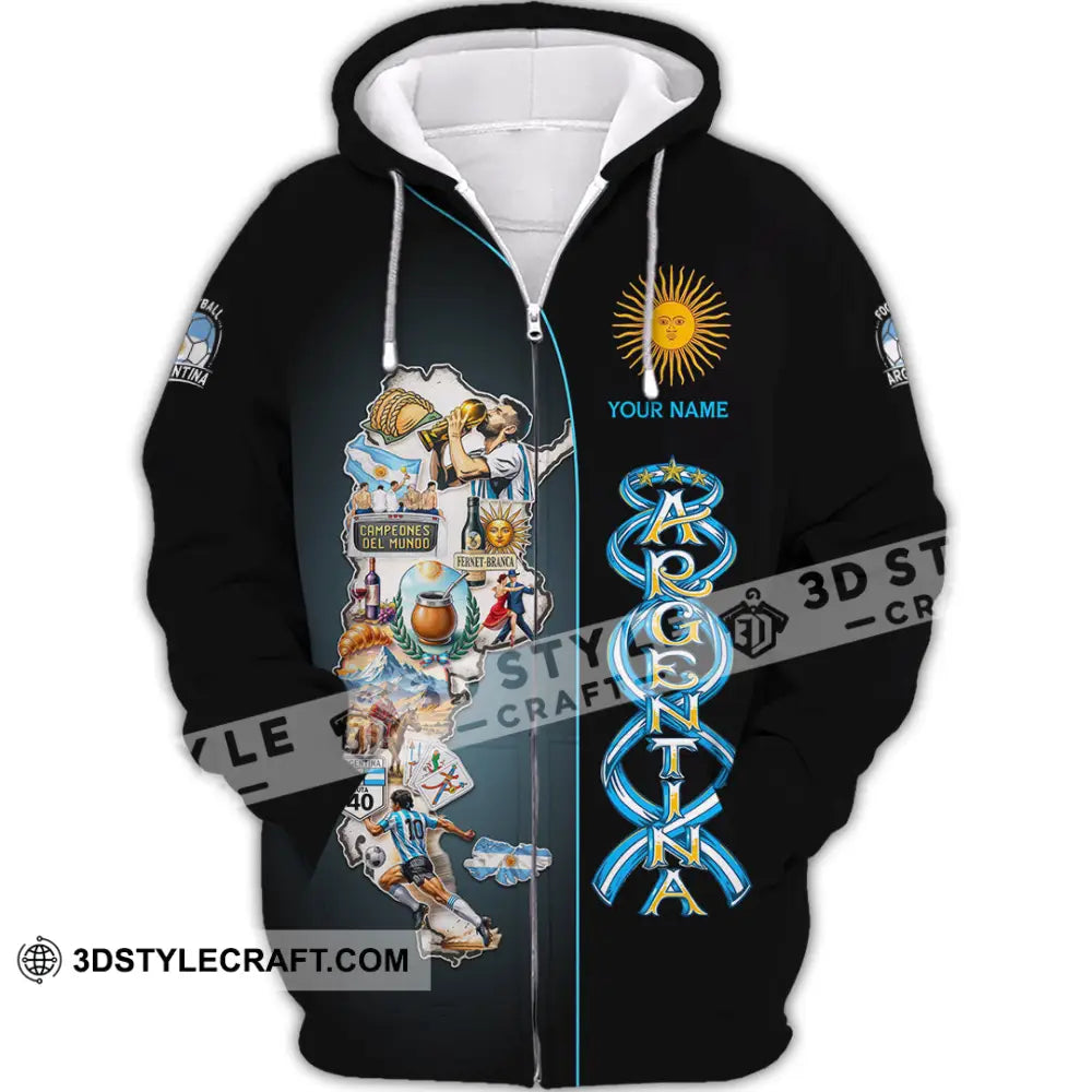 Unisex Shirt - Custom Argentina 3D Shirt Zipper Hoodie / S T-shirt