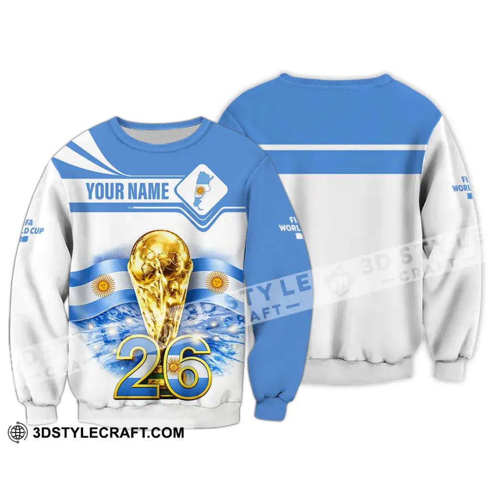 Unisex Shirt - Custom Argentina Fifa World Cup 2026 3D Shirt Long Sleeve / S T-shirt