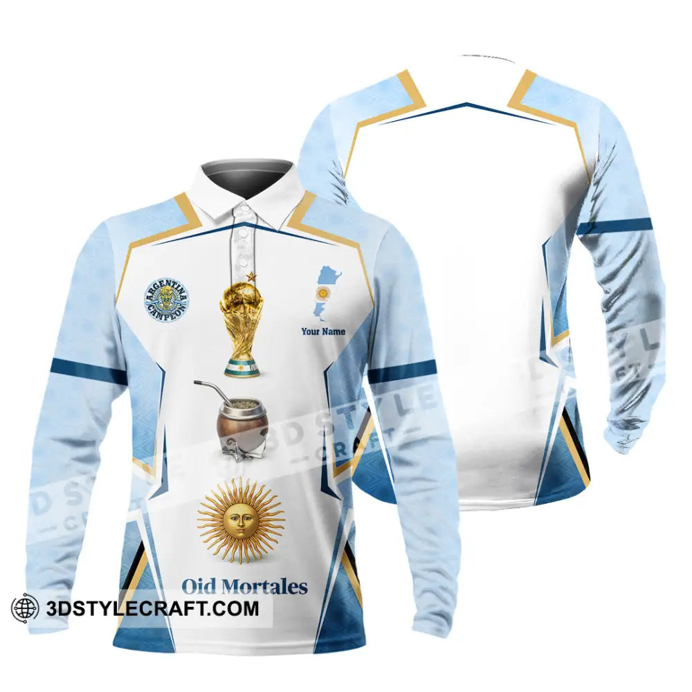 Unisex Shirt - Custom Argentina World Cup 2026 3D Shirt - Long Sleeve Polo / S - T-shirt