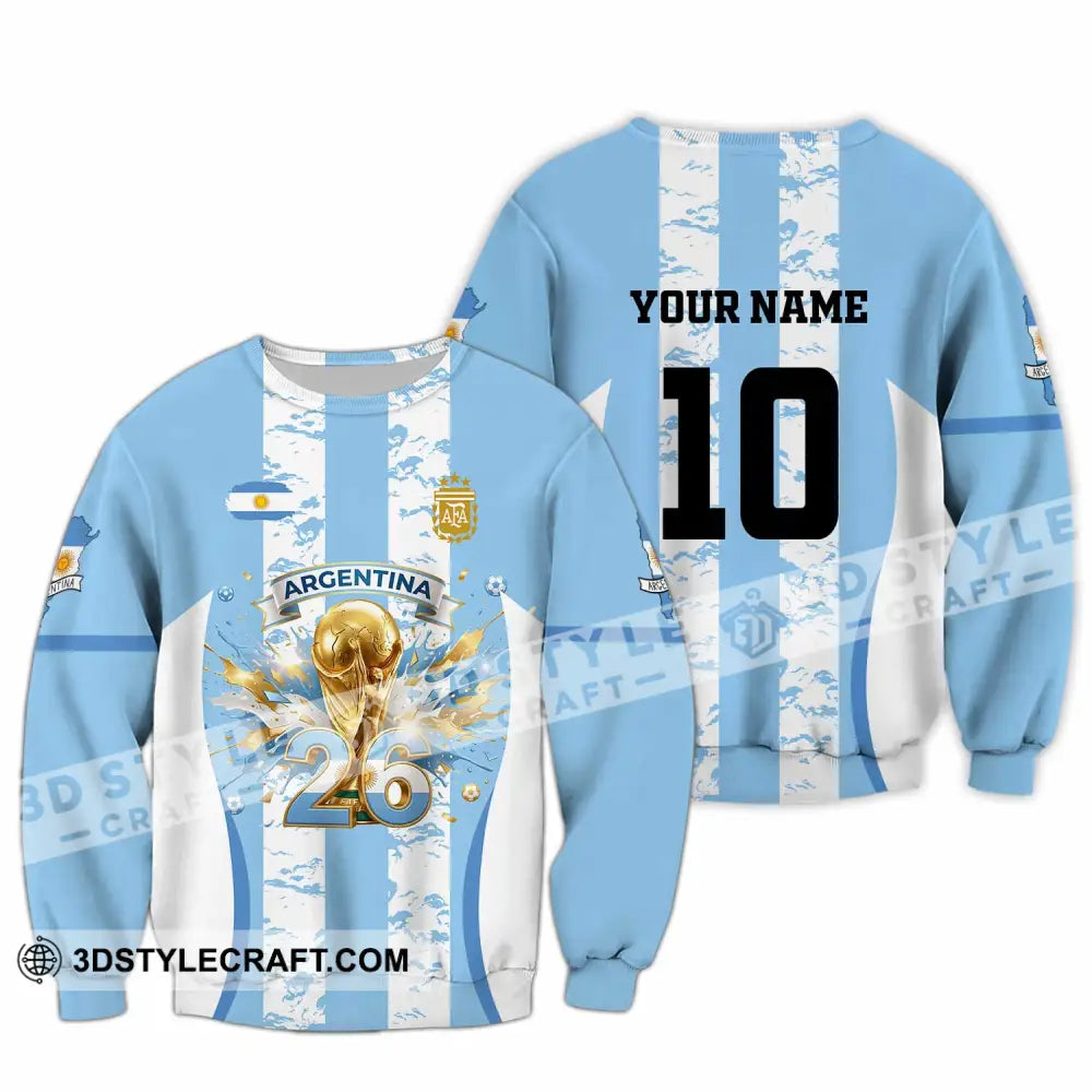 Unisex Shirt - Custom Argentina World Cup 2026 3D Shirt Long Sleeve / S T-shirt