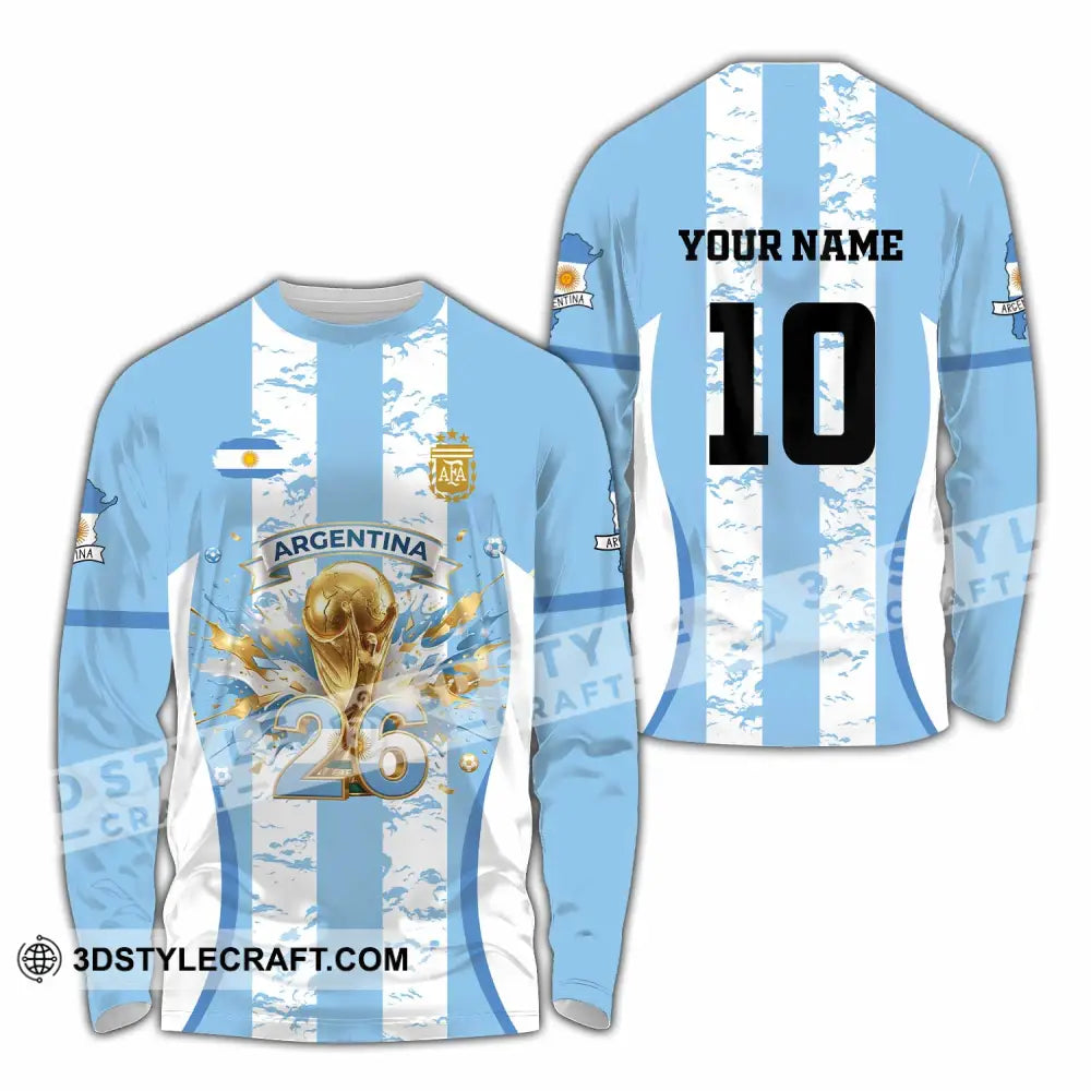 Unisex Shirt - Custom Argentina World Cup 2026 3D Shirt Long Sleeve Shirt / S T-shirt