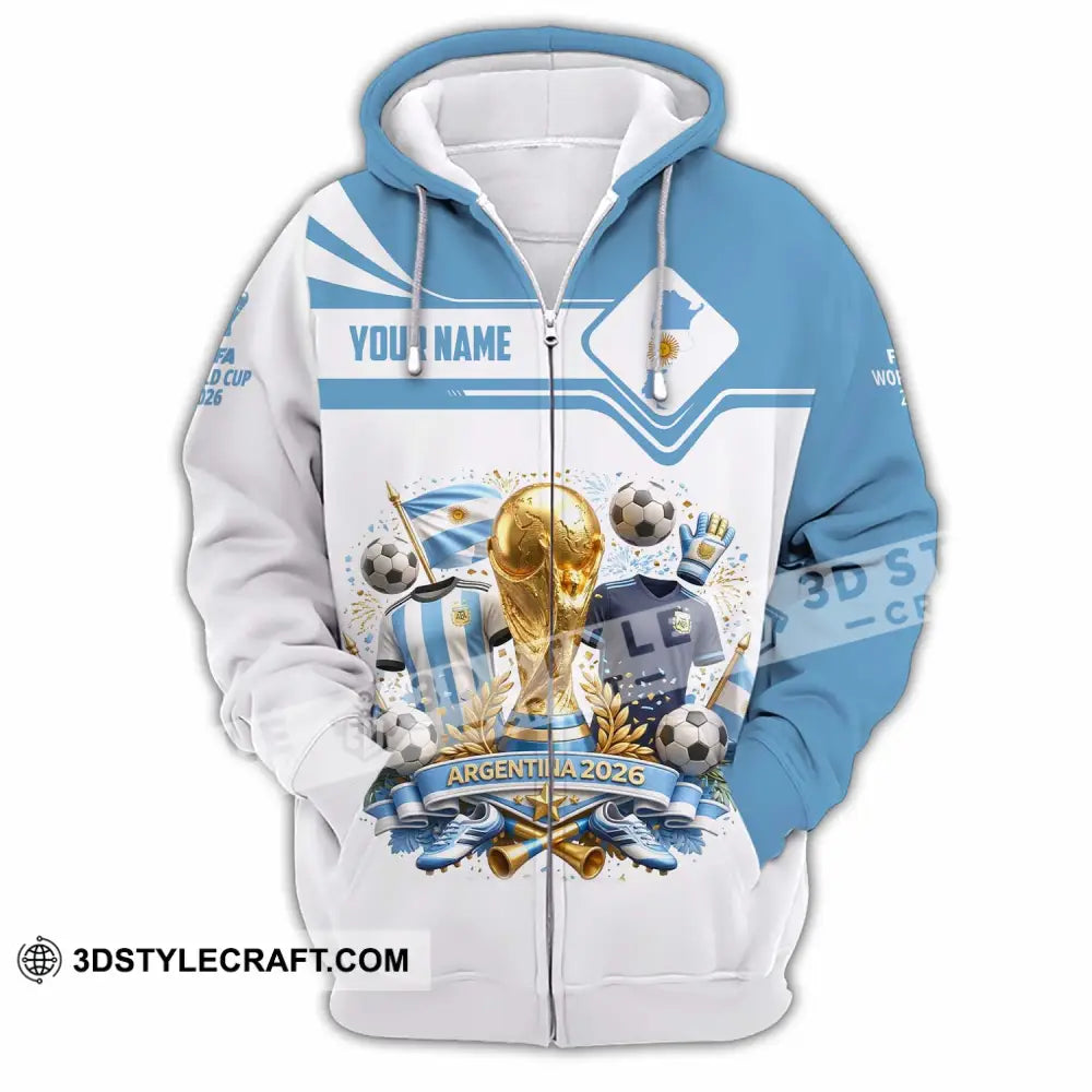 Unisex Shirt - Custom Argentina World Cup 2026 Shirt - Zipper Hoodie / S - T-shirt