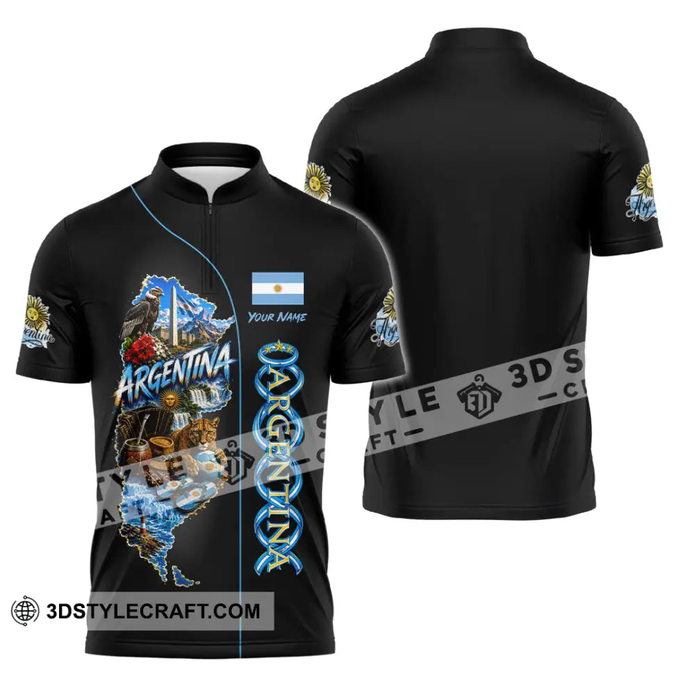 Unisex Shirt - Custom Argentina Shirt - Zipper Polo Shirt / S - T-shirt