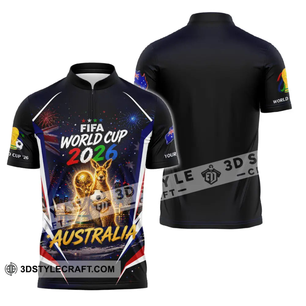 Unisex Shirt - Custom Australia World Cup 2026 Shirt - Zipper Polo Shirt / S - T-shirt