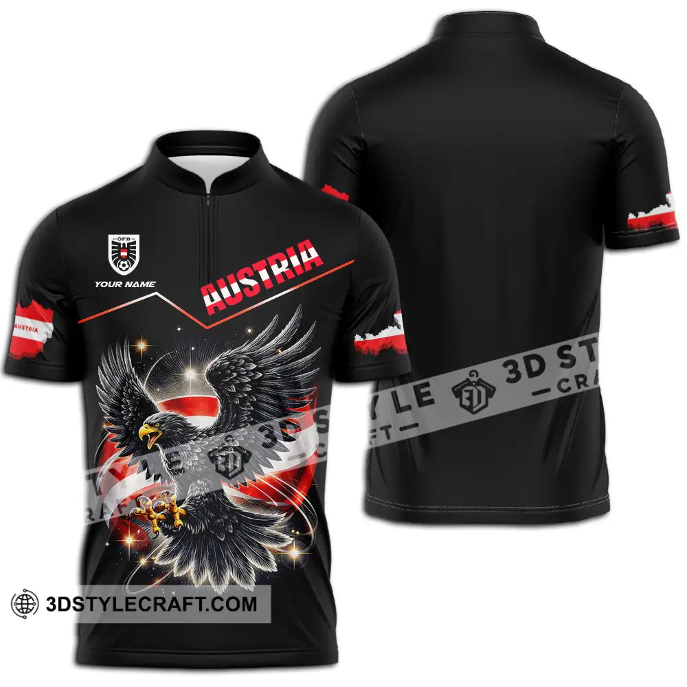 Unisex Shirt - Custom Austria 3D Shirt Zipper Polo Shirt / S T-shirt
