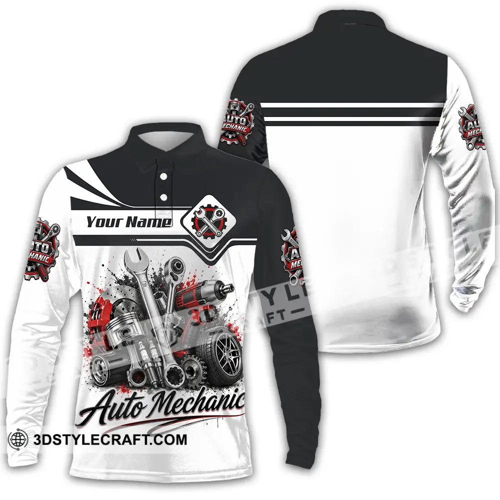 Unisex Shirt - Custom Auto Mechanic Shirt - Long Sleeve Polo / S - T-shirt