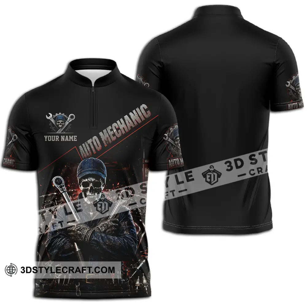 Unisex Shirt - Custom Auto Mechanic Shirt - Zipper Polo Shirt / S - T-shirt