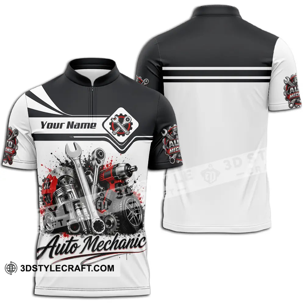 Unisex Shirt - Custom Auto Mechanic Shirt - Zipper Polo Shirt / S - T-shirt