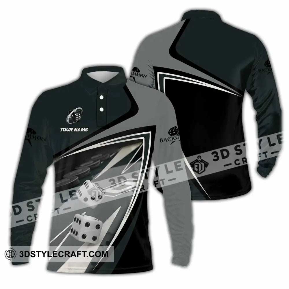 Unisex Shirt - Custom Backgammon 3D Shirt Long Sleeve Polo / S T-shirt