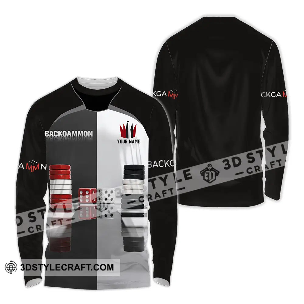 Unisex Shirt - Custom Backgammon 3D Shirt Long Sleeve Shirt / S T-shirt