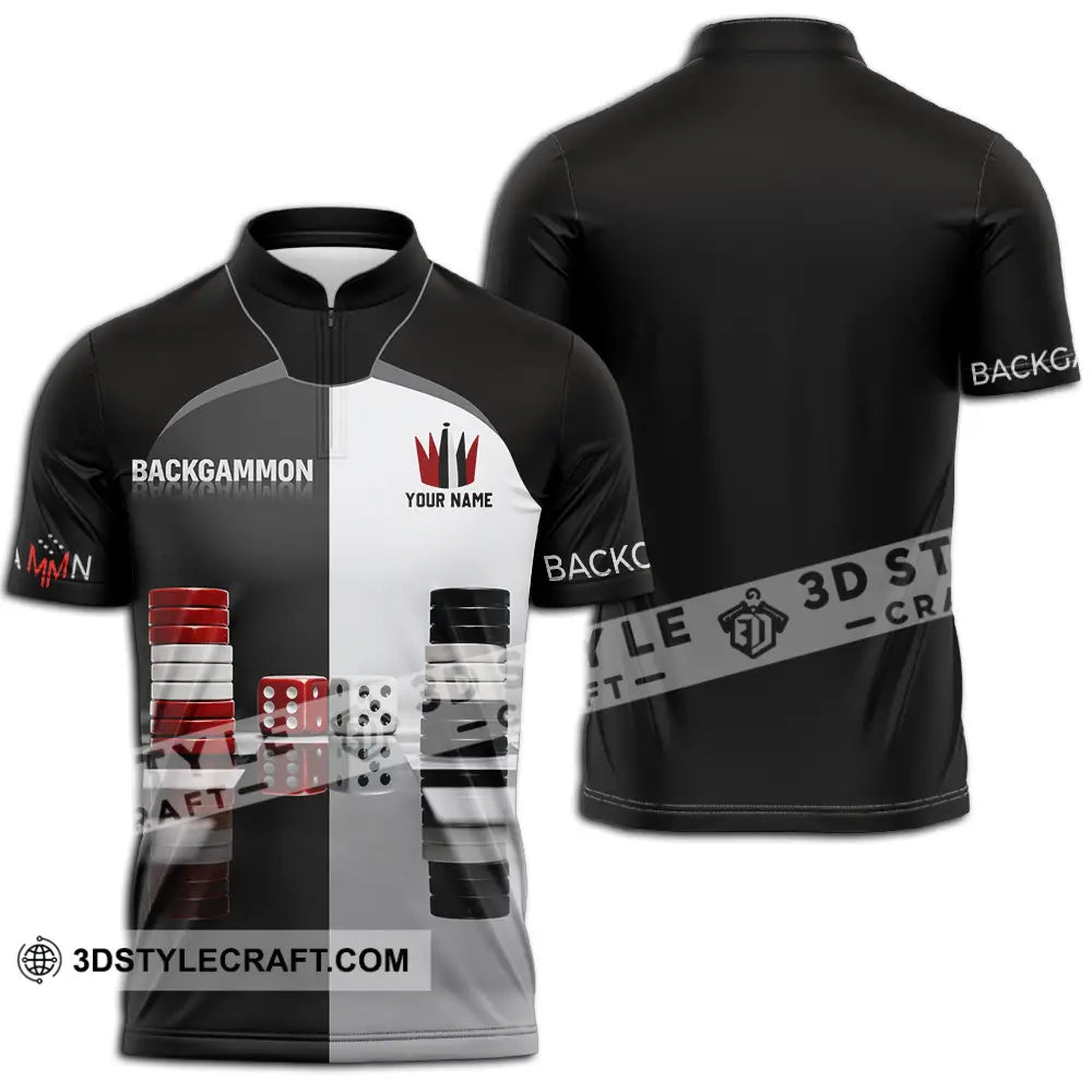 Unisex Shirt - Custom Backgammon 3D Shirt Zipper Polo Shirt / S T-shirt