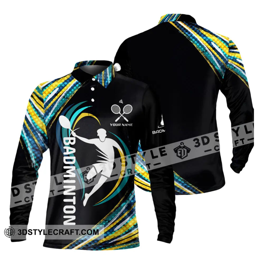 Unisex Shirt - Custom Badminton 3D Shirt Long Sleeve Polo / S T-shirt