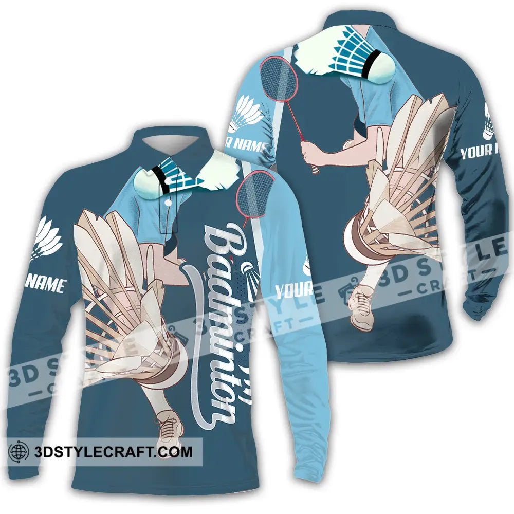 Unisex Shirt - Custom Badminton 3D Shirt Long Sleeve Polo / S T-shirt