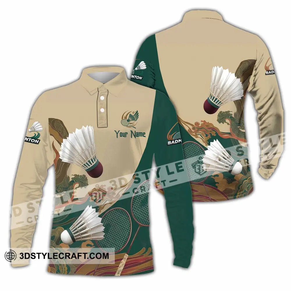 Unisex Shirt - Custom Badminton 3D Shirt Long Sleeve Polo / S T-shirt
