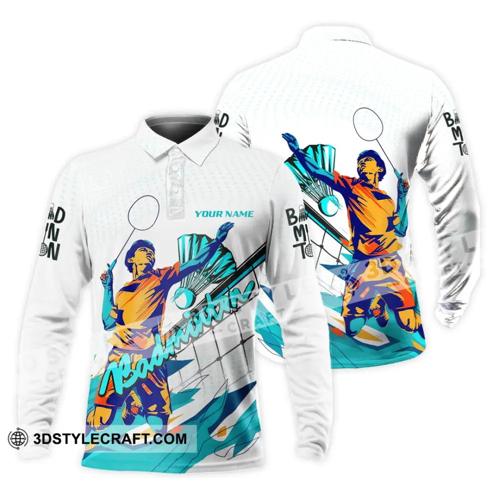 Unisex Shirt - Custom Badminton 3D Shirt Long Sleeve Polo / S T-shirt