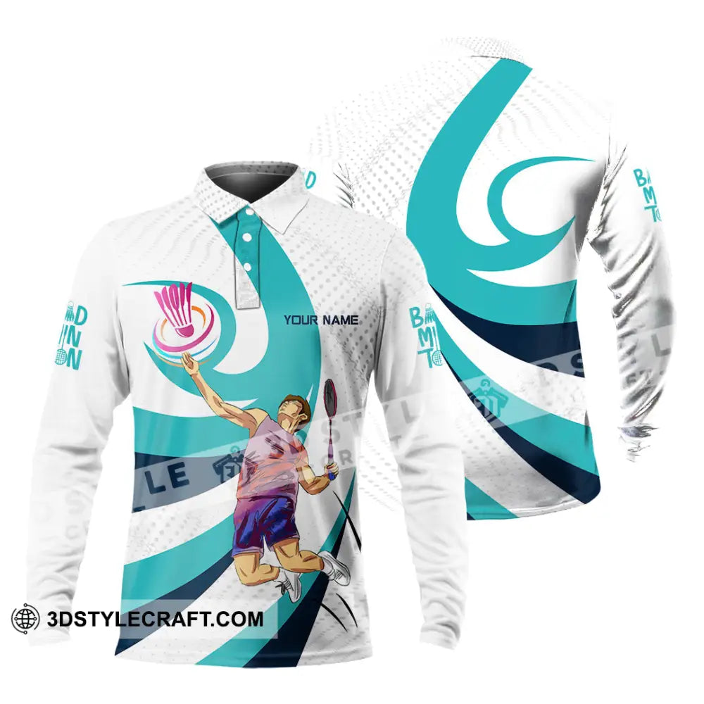 Unisex Shirt - Custom Badminton 3D Shirt Long Sleeve Polo / S T-shirt
