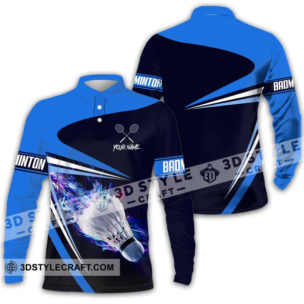 Unisex Shirt - Custom Badminton 3D Shirt Long Sleeve Polo / S T-shirt