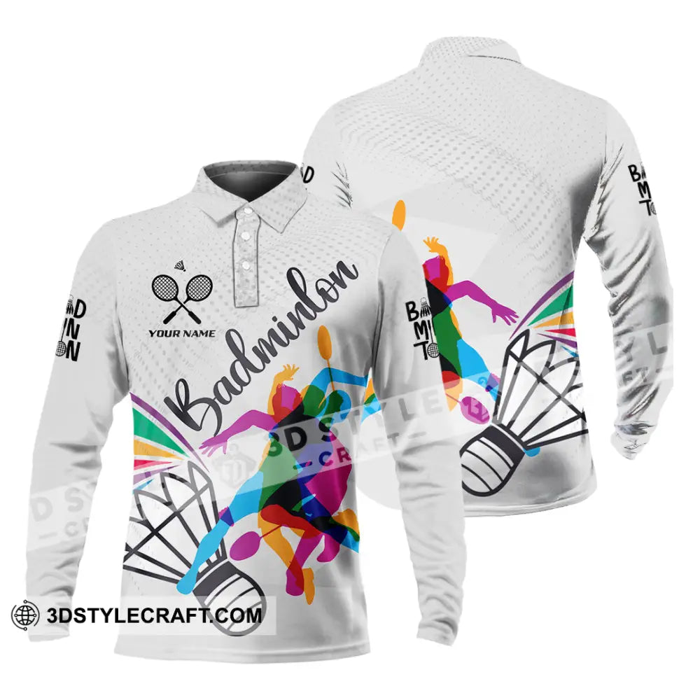 Unisex Shirt - Custom Badminton 3D Shirt Long Sleeve Polo / S T-shirt