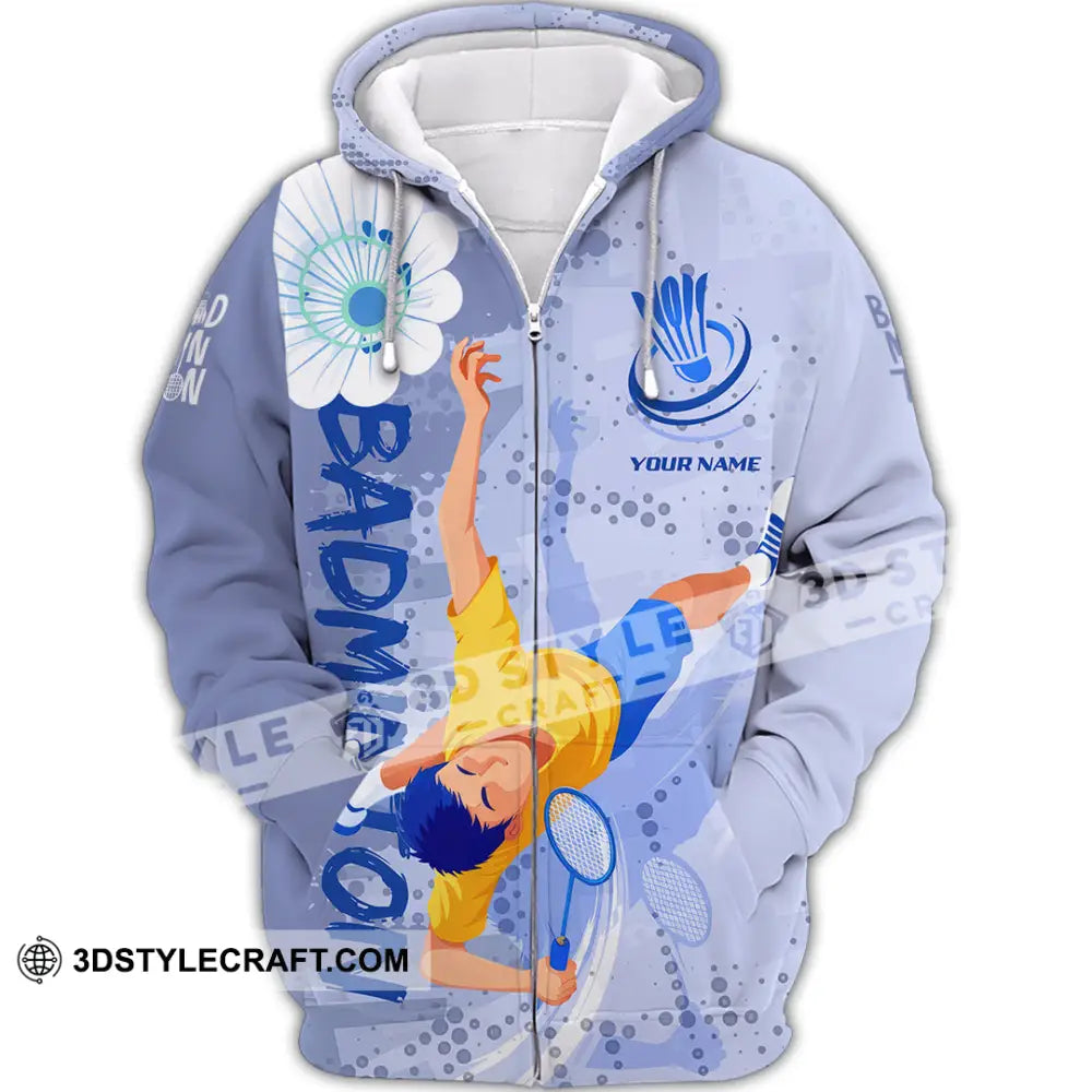 Unisex Shirt - Custom Badminton 3D Shirt Zipper Hoodie / S T-shirt