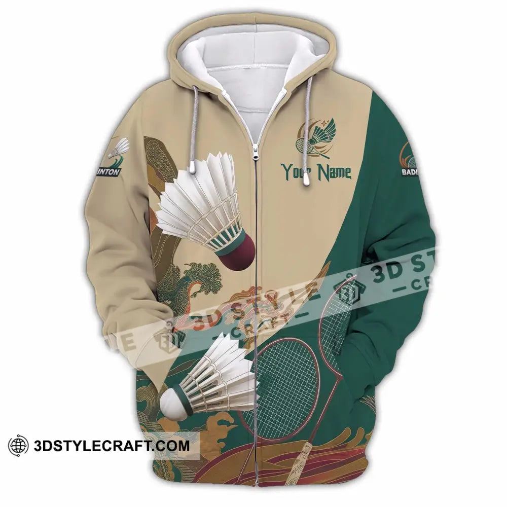 Unisex Shirt - Custom Badminton 3D Shirt Zipper Hoodie / S T-shirt