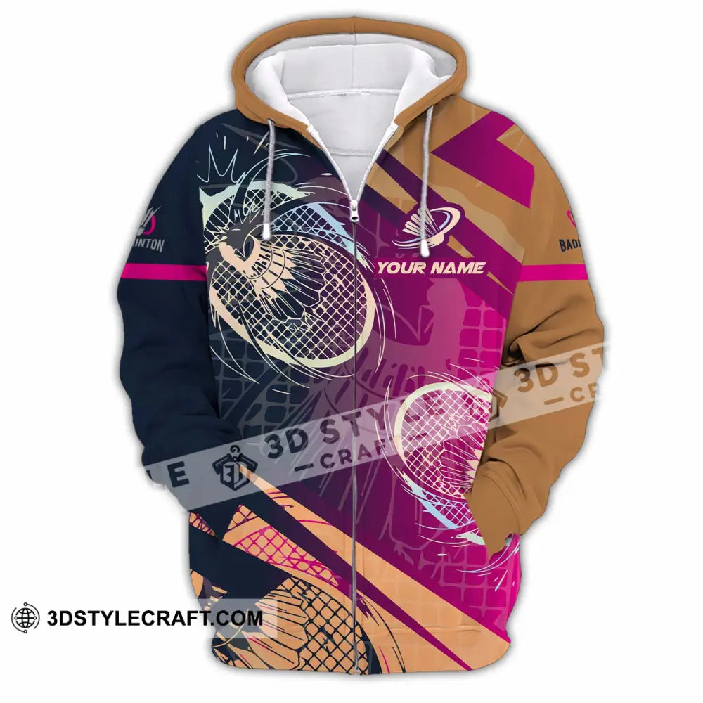 Unisex Shirt - Custom Badminton 3D Shirt Zipper Hoodie / S T-shirt