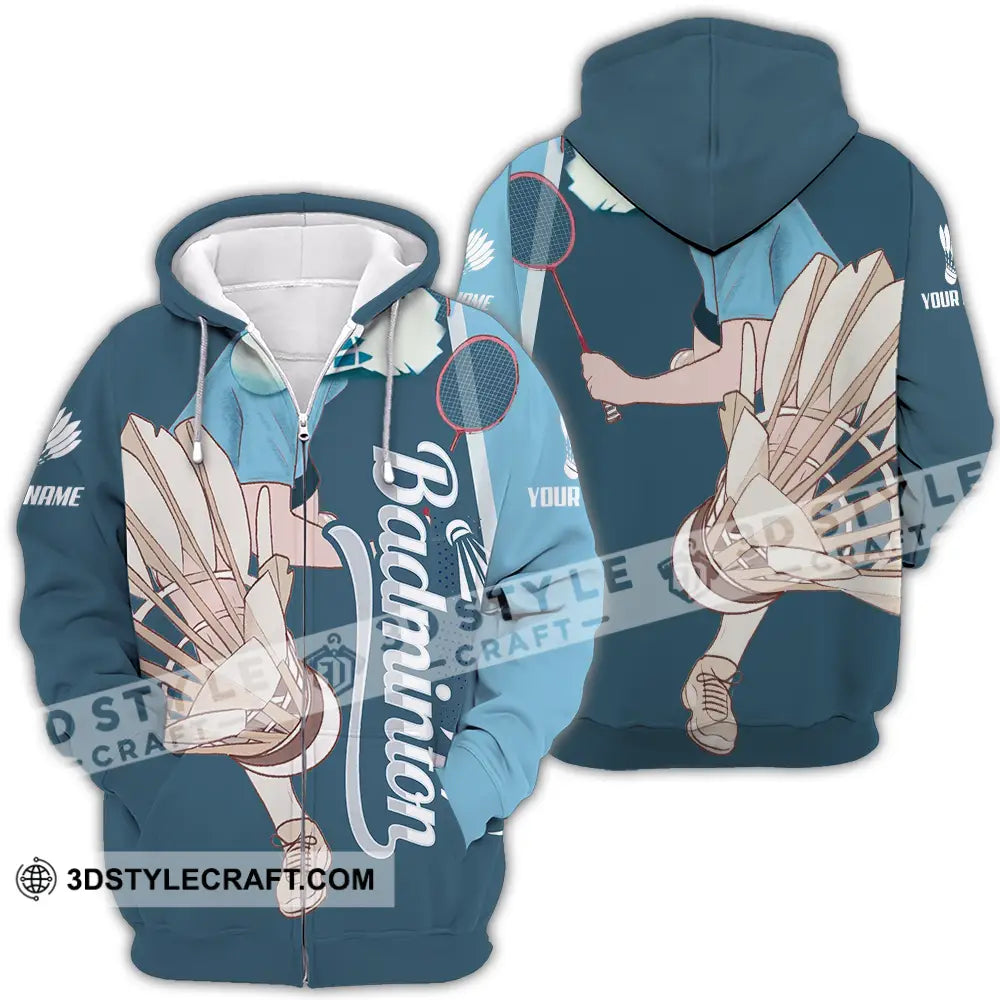 Unisex Shirt - Custom Badminton 3D Shirt Zipper Hoodie / S T-shirt