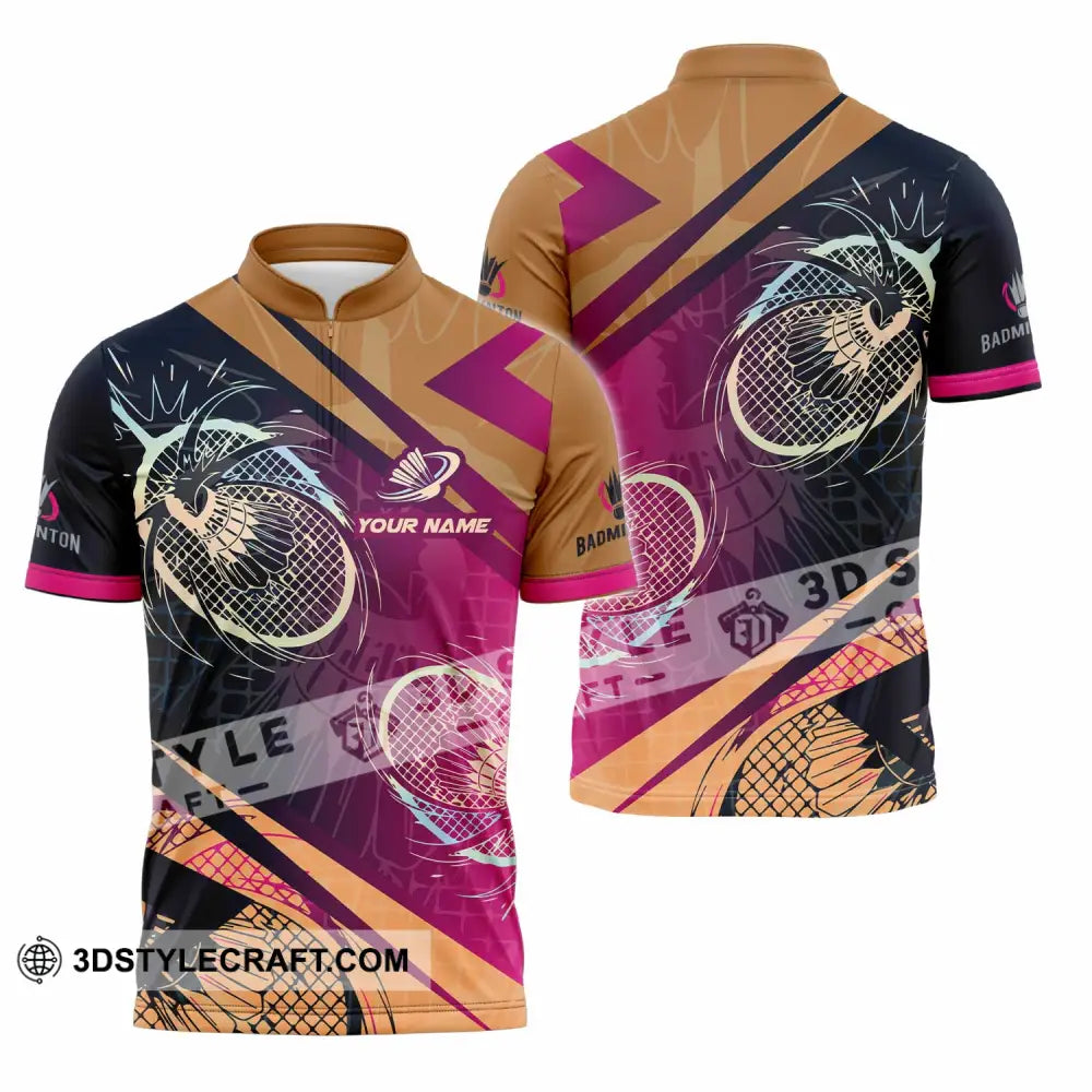 Unisex Shirt - Custom Badminton 3D Shirt Zipper Polo Shirt / S T-shirt