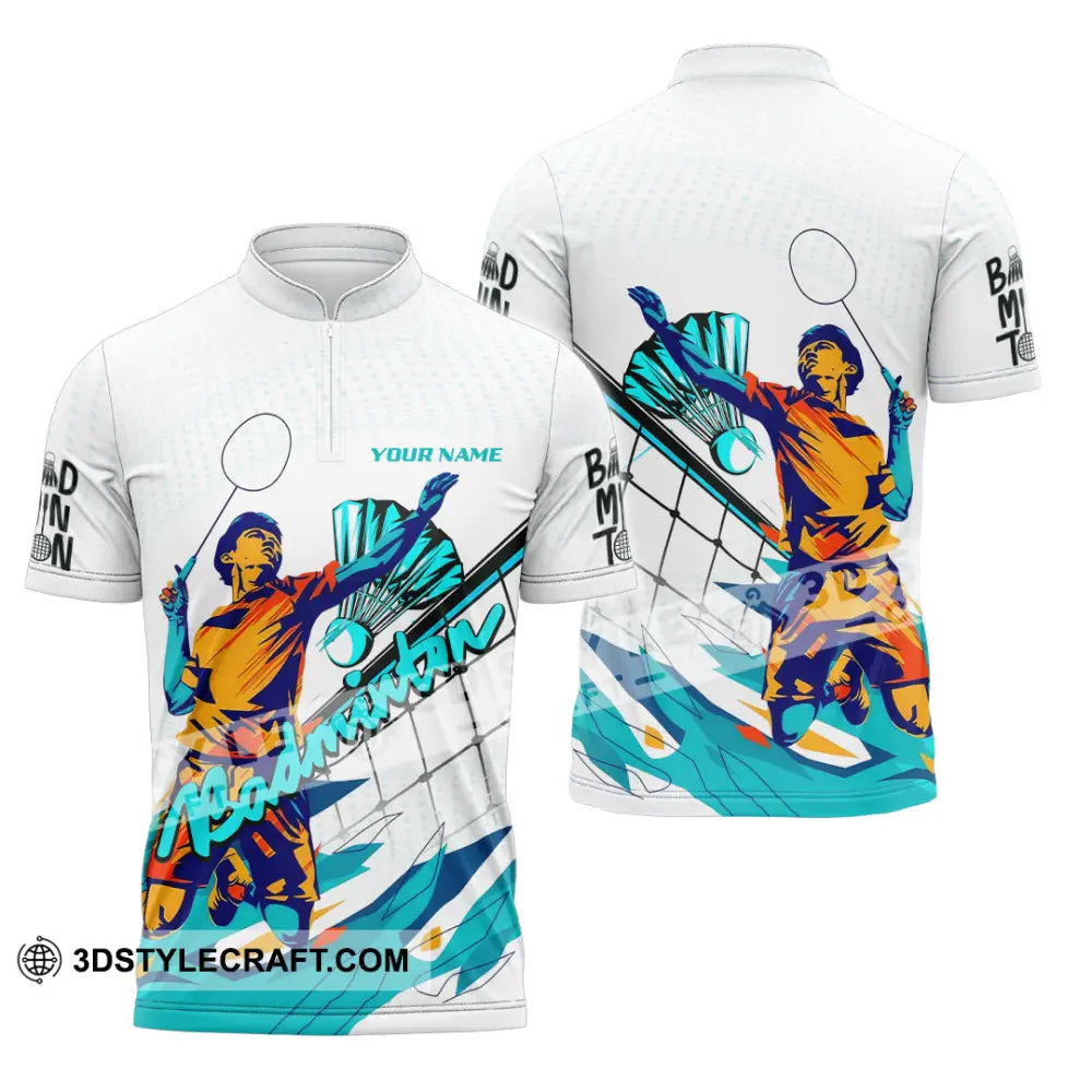 Unisex Shirt - Custom Badminton 3D Shirt Zipper Polo Shirt / S T-shirt
