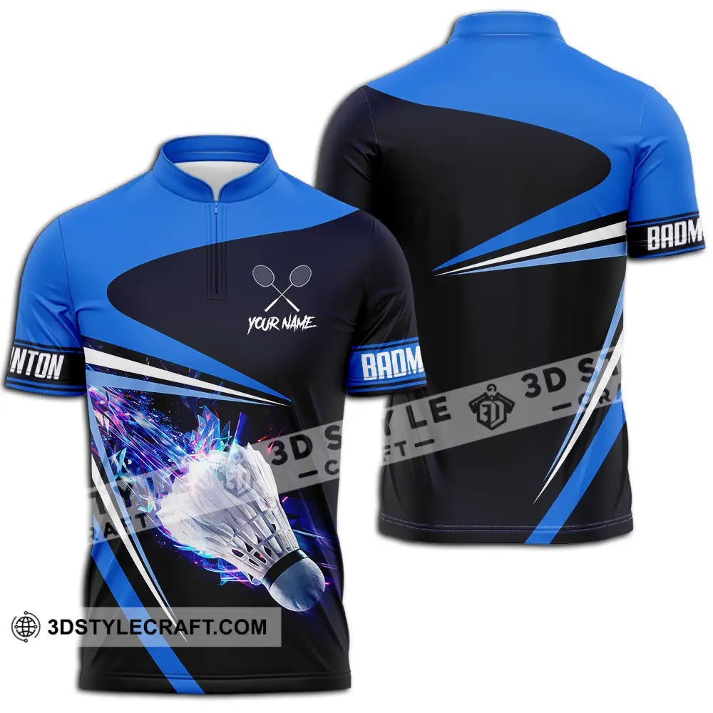 Unisex Shirt - Custom Badminton 3D Shirt Zipper Polo Shirt / S T-shirt