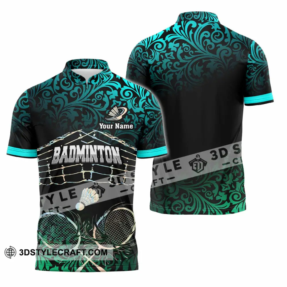 Unisex Shirt - Custom Badminton 3D Shirt Zipper Polo Shirt / S T-shirt