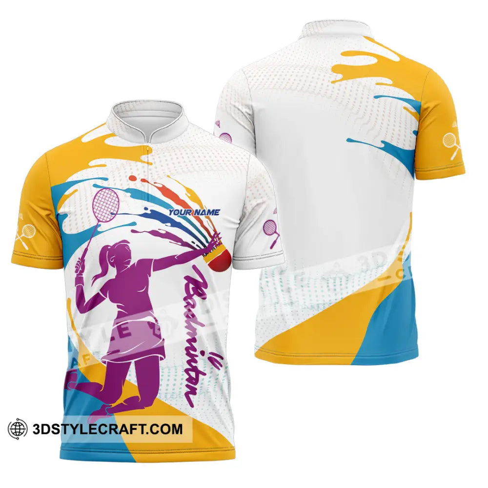 Unisex Shirt - Custom Badminton 3D Shirt Zipper Polo Shirt / S T-shirt